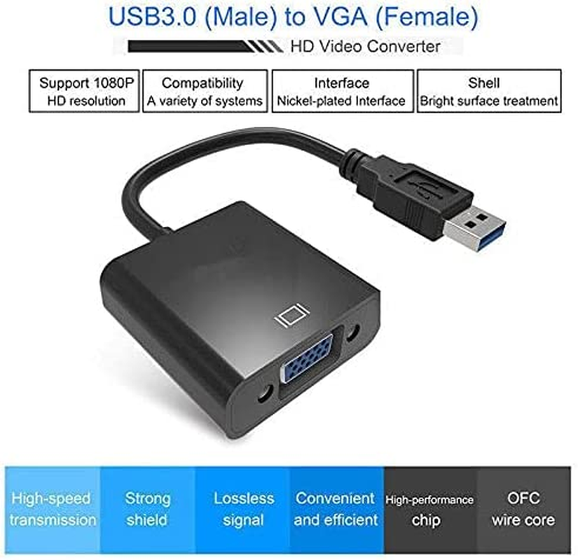 ELASO USB to VGA Adapter, USB 3.0 to VGA Adapter Multi-Display Video Converter- PC Laptop Windows 7/8,Desktop, Laptop, PC, Monitor image number 2