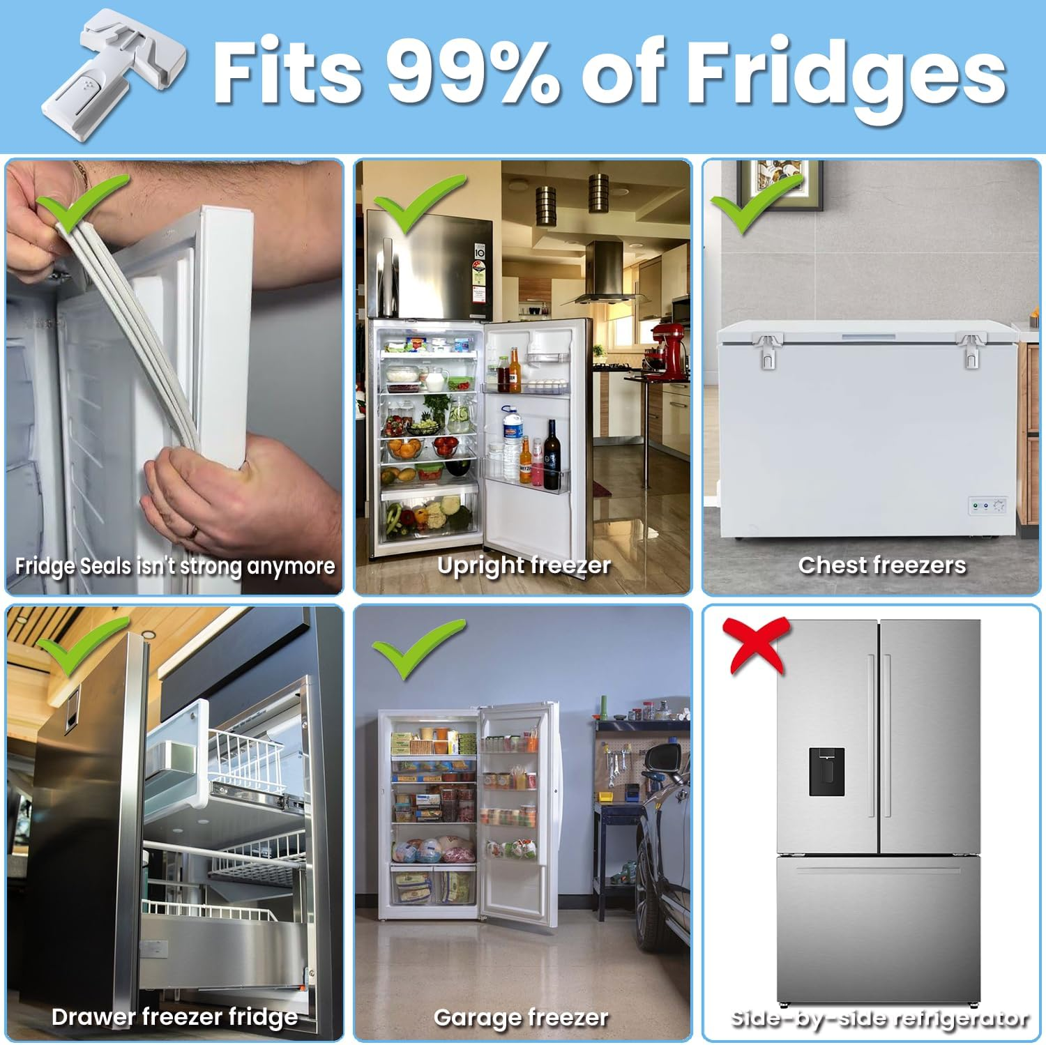 Refrigerator Fridge Freezer Door Lock for Kids and Aging Seals, Child Proof Refrigerator Latch Lock to Keep Door Closed, No Tools Required and Easy Installation image number 4