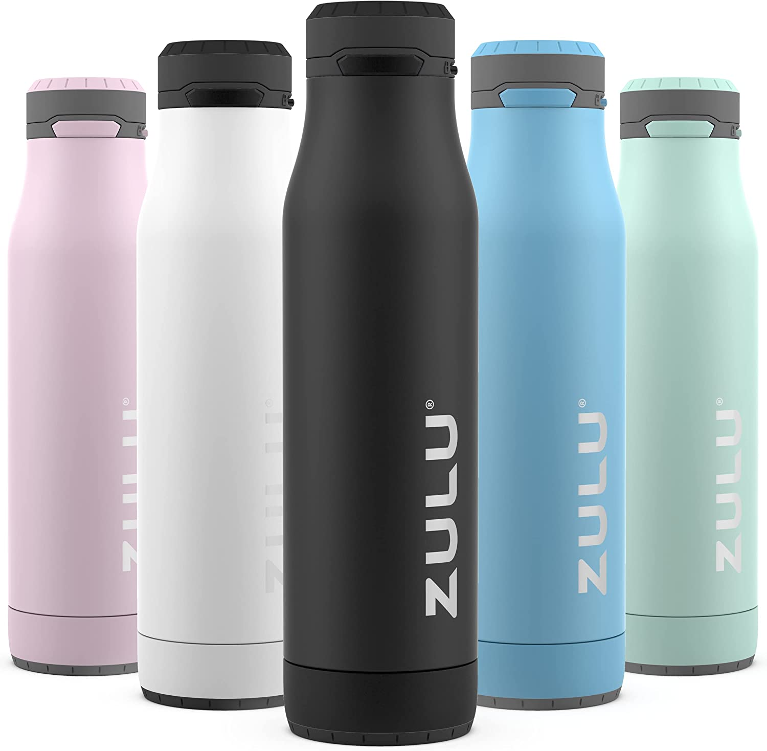ZULU Ace Vacuum Insulated Stainless Steel Water Bottle with Leak-Proof Locking Lid and Removable Base, 24Oz Bottle