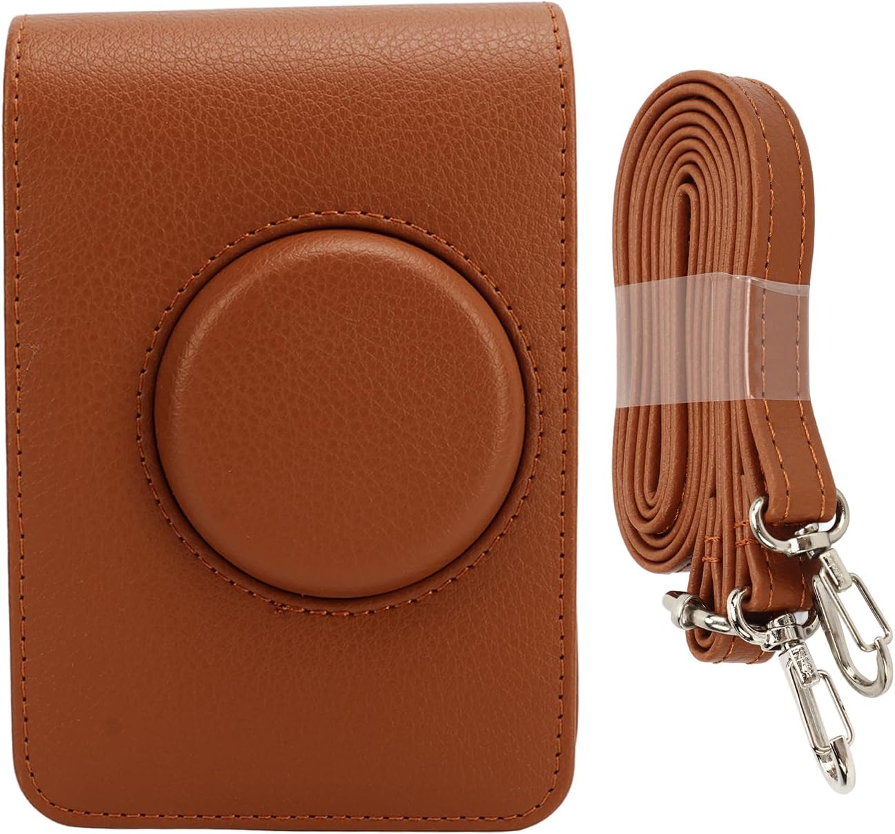 For Mini EVO Case, Retro PU Leather Camera Bag Case Cover Camera Carrying Bag with Adjustable Strap, Protective Camera Case for Mini EVO (Brown) image number 6