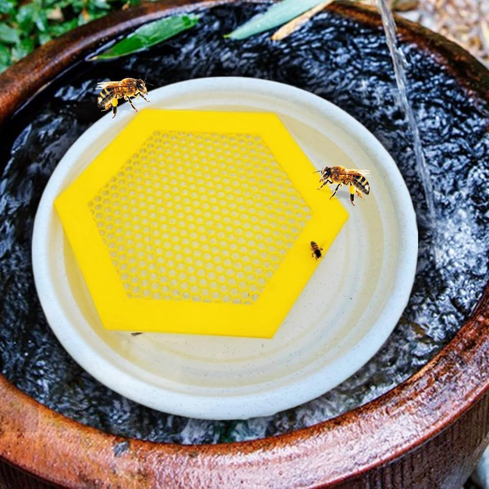 Floating Bee Island Bee Waterer,Bee Cups Bee Resting Area,2024 New Colorful Bee Waterer Butterfly Water Stations,Attract Bee for Garden (Yellow) image number 5