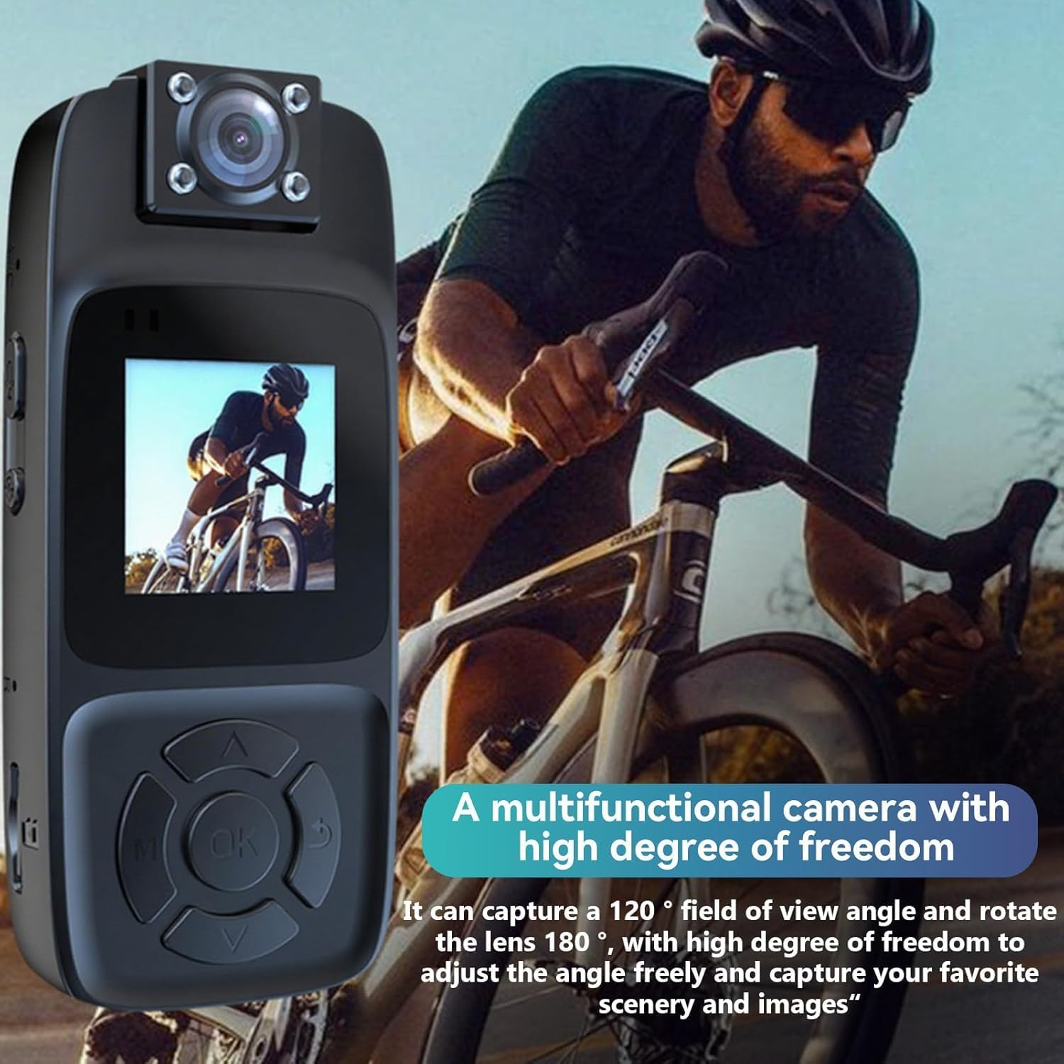 7JI 4K HD Body Camera Video Recorder with 180&deg; Rotation Lens and Wifi for Real-Time Viewing, 128GB Memory, and Infrared Night Vision Cam, Ideal for Outdoor Security, Law Enforcement, Travel.(4K-128G) image number 1