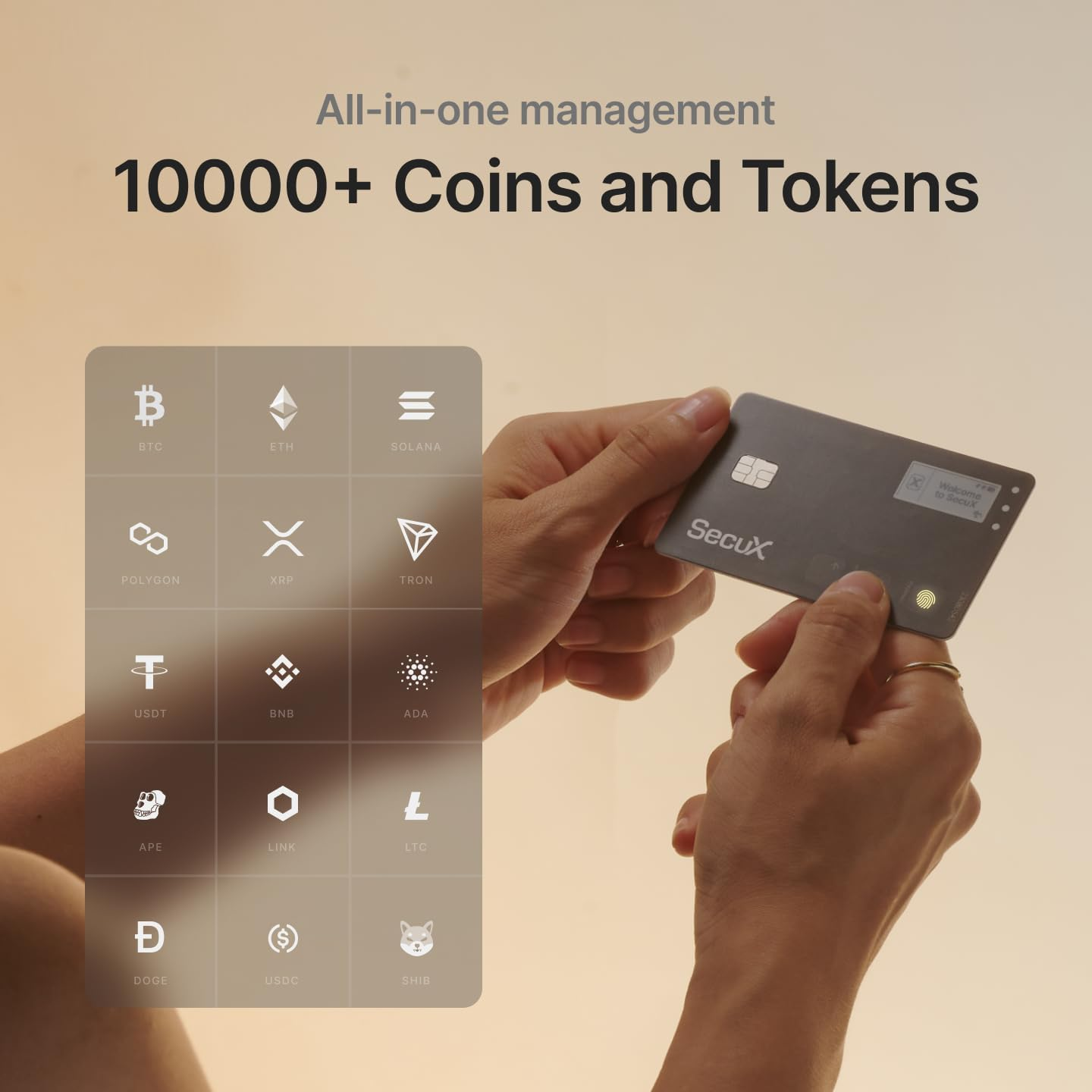 Secux Shield Bio Crypto Hardware Wallet - Secure Biometric Authentication, Cold Storage Card for NFT, Bitcoin, Ethereum, ERC20, BEP20, Etc, Flat Black, Compact image number 4