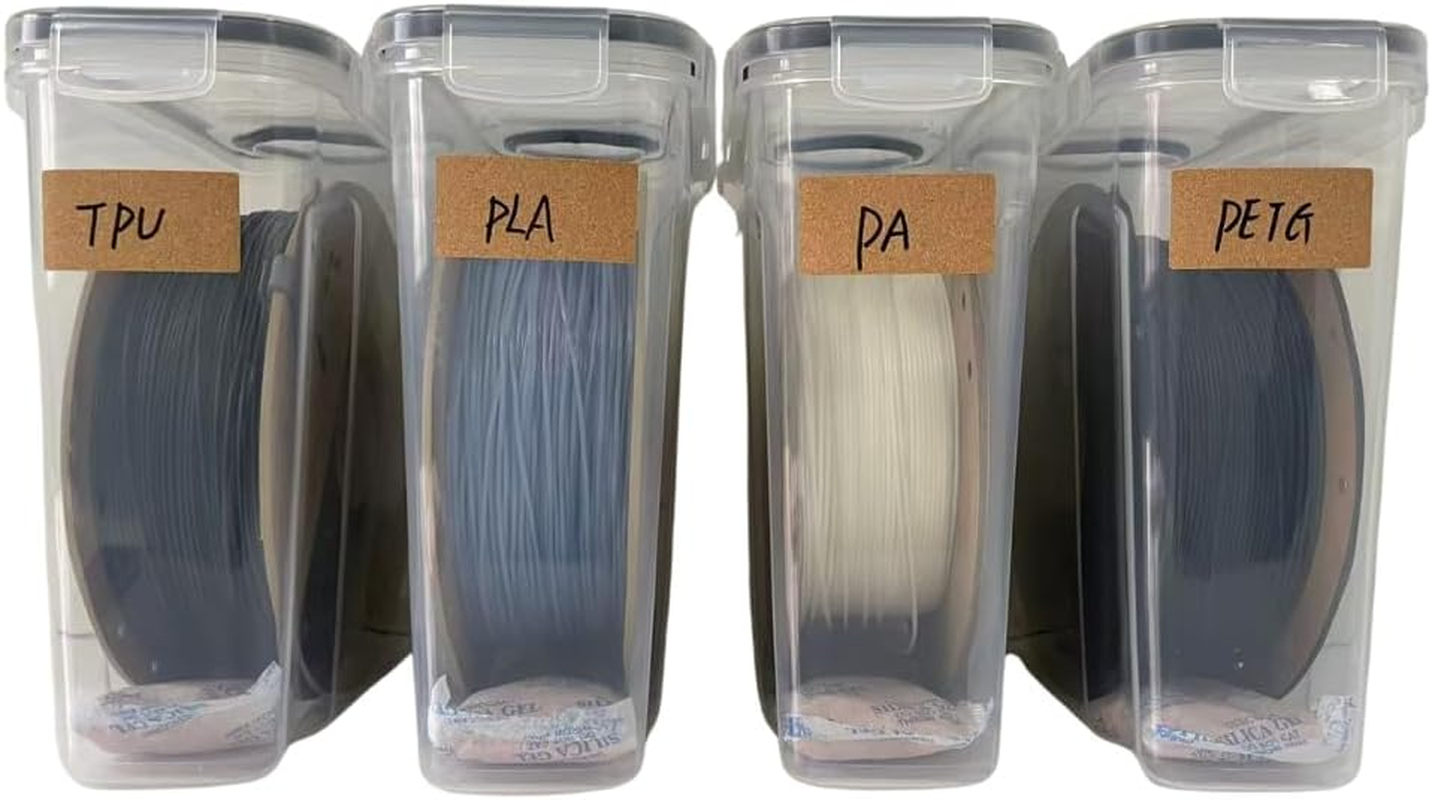 YLRR Airtight Container for 3D Printing Filament, Filament Dry Storage, Filament Dryer for 3D Printing Filaments with Desiccant &Label+1 Marker Pen, Water-Proof and Dust-Proof 4.0L- 4 Pack image number 5