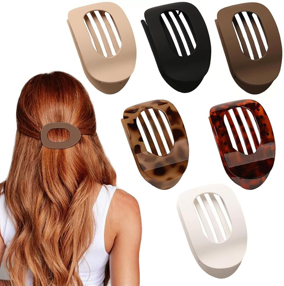 6PCS Flat Hair Clips for Women,Curved Design Hair Clips French Flat Hair Clips Hair Claws with Strong Hold and Bendable Teeth Hair Barrettes Clamps Tortoise Design image number 4