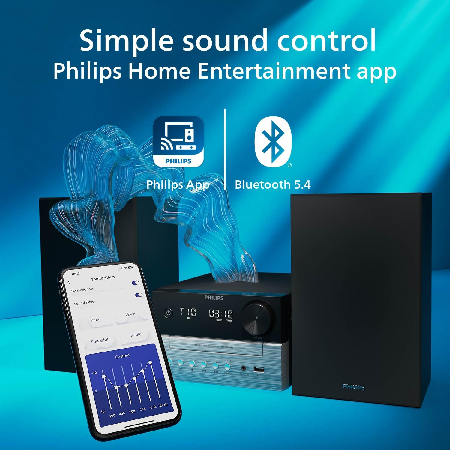 Philips TAM3205M2 Micro-Music System Hifi, Bluetooth, CD Player, USB, Auracast FM Radio, 85% PCR Material image number 5
