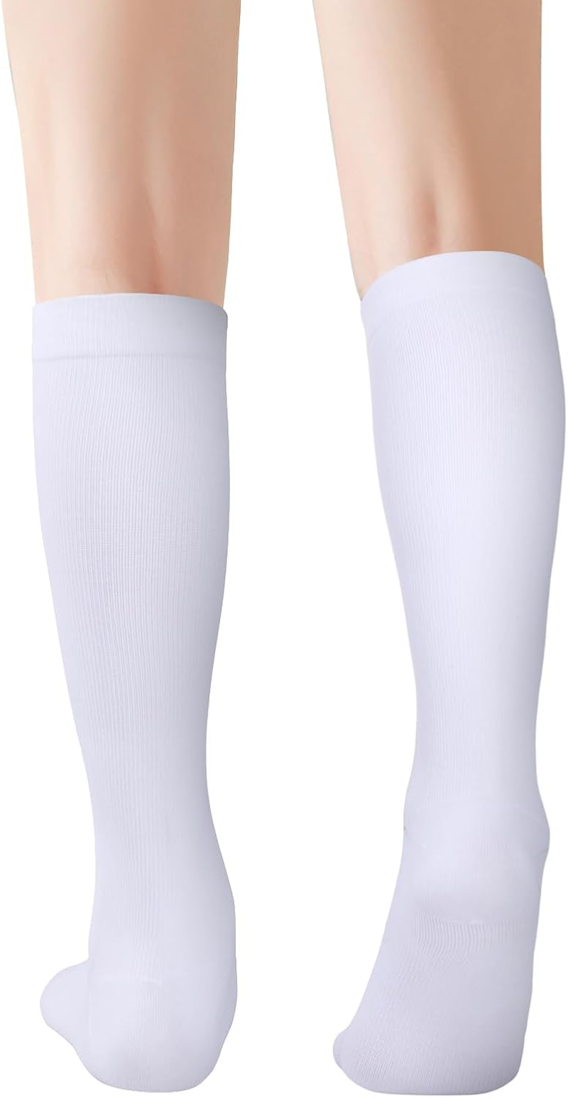 YUEDGE Women'S Compression Socks Knee High Baseball Running Cycling Athletic Sports Socks Travel Flight Socks for Women, 5 Pairs image number 3