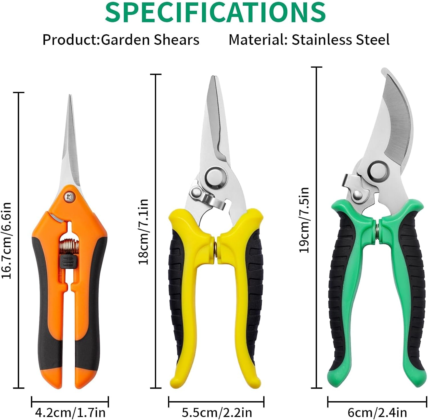 3 Pack Garden Pruning Shears, XICEN Stainless Steel Blades Handheld Pruners Set with Gardening Gloves, Handheld Scissors, Heavy Duty Garden Bypass Pruning Shears, Tree Trimmers Secateurs, Hand Pruner