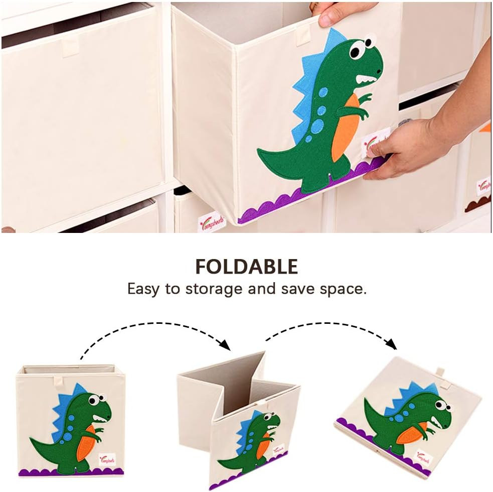 2 Pcs Foldable Animal Toy Storage Box/Bin/Cube, Collapsible Storage Organizer Basket Chest Container for Kids, Toddlers, Boys and Girls(13 X 13 X 13 Inch） (Dog & Parrot) image number 2