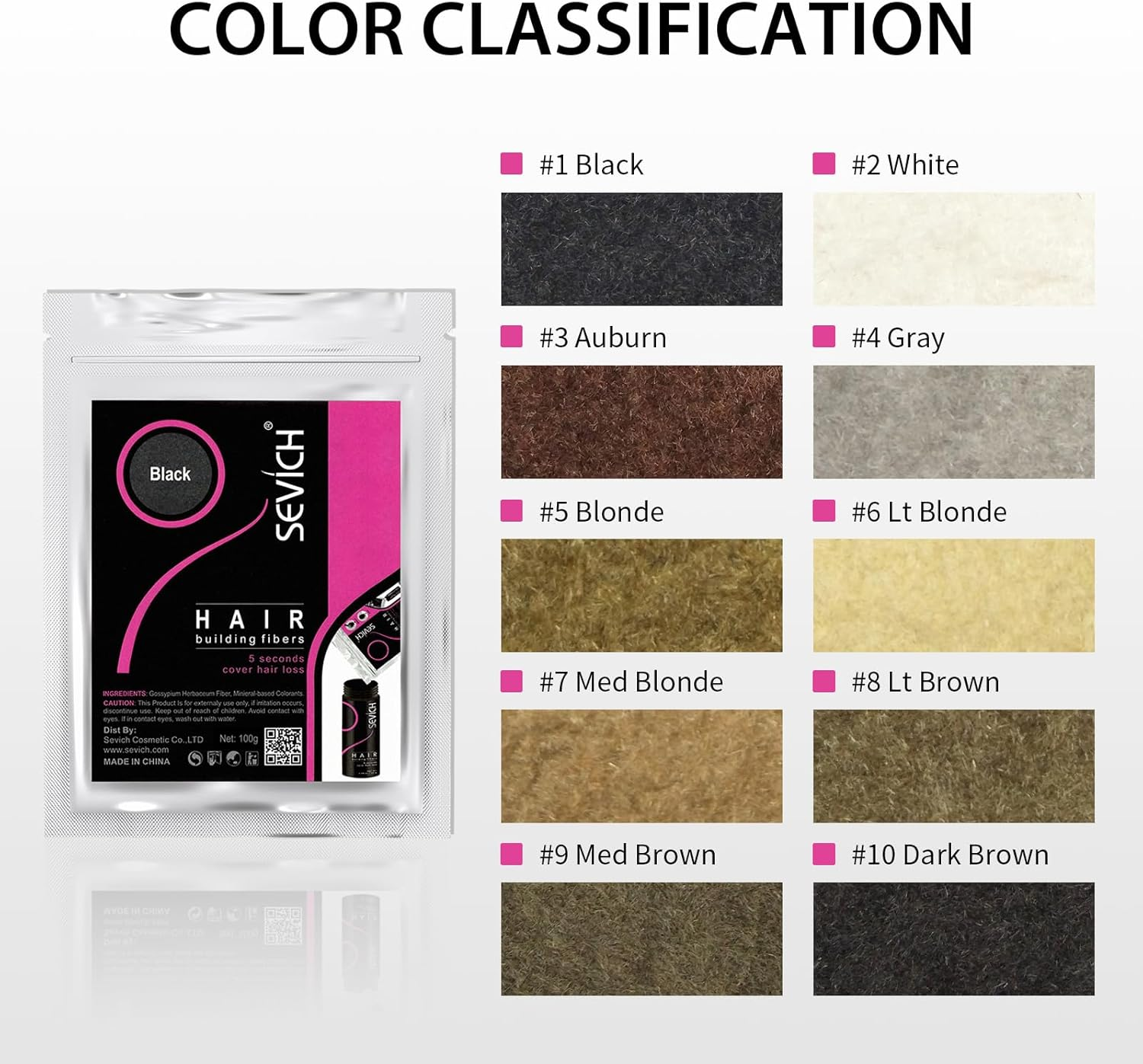 Sevich Hair Fibers - Hair Rebuilding Fibers Original Refill, Nature Keratin Fibers for Thin Hair, 100G - Medium Brown image number 3