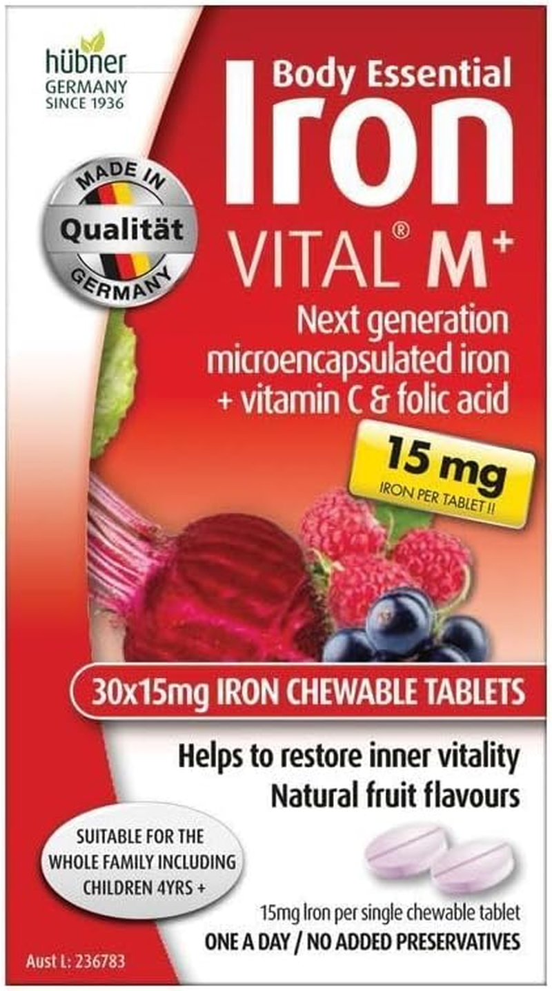 Body Essential Iron Vital M+ Chewable 30 Tablets
