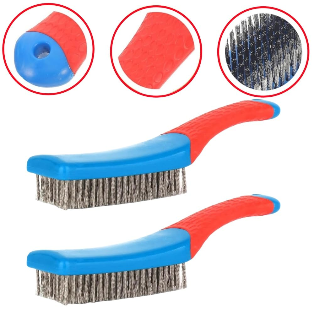 Stainless Steel Wire Metal Cleaning Brush, Used for Removing Rust and Dirt, Paint Scrubbing, 2 Pieces of Hard-Bristled Scraper Brush image number 2