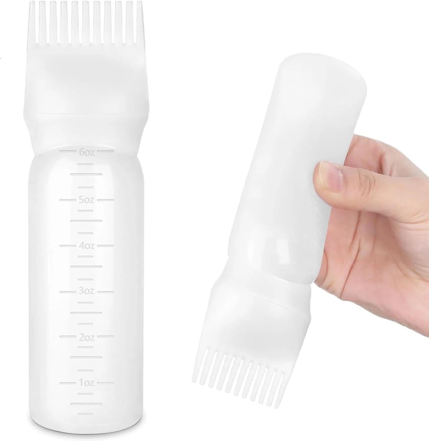 Root Comb Applicator Bottle, Plastic Hair Dye Applicator Bottle with Graduated Scale for Oil, Squeeze Applicator for Easy Scalp Application, Compatible with Various Hair Care Products - Haheihei