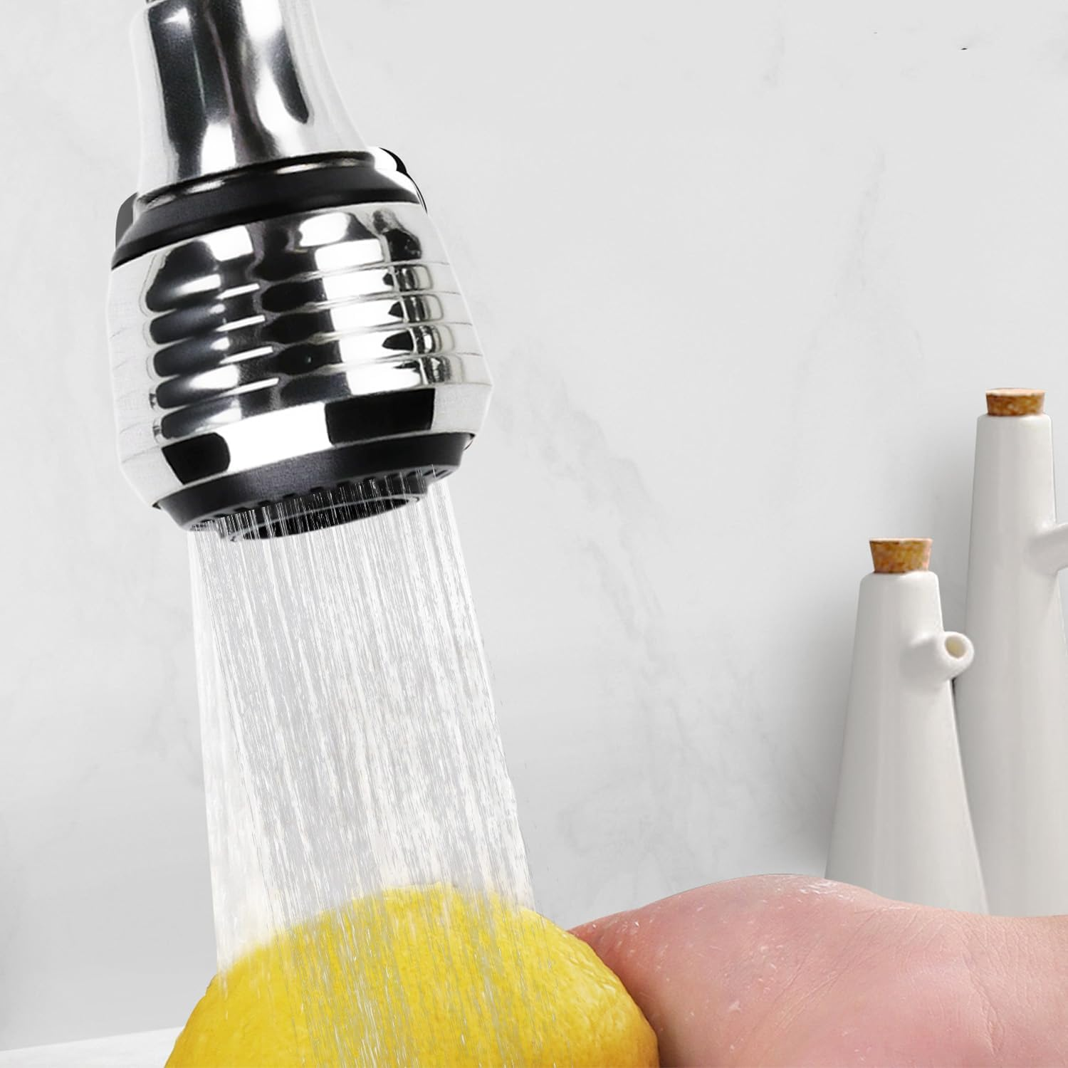 Kaoruo 360 Degree ABS with Universal Connector for Kitchen Sink Hot and Cold Water Faucet Sprayer Attachment Flexible Faucet Extender Aerator image number 1