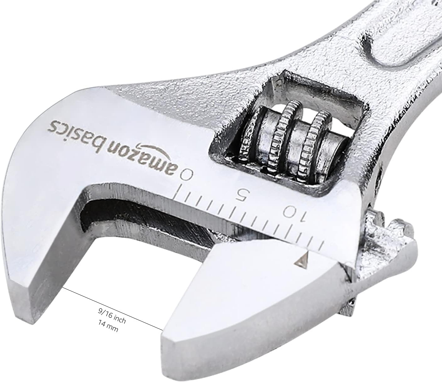 Amazon Basics Adjustable Wrench with Inch/Metric Scale, Chrome-Plated, 4-Inch (100Mm) image number 1