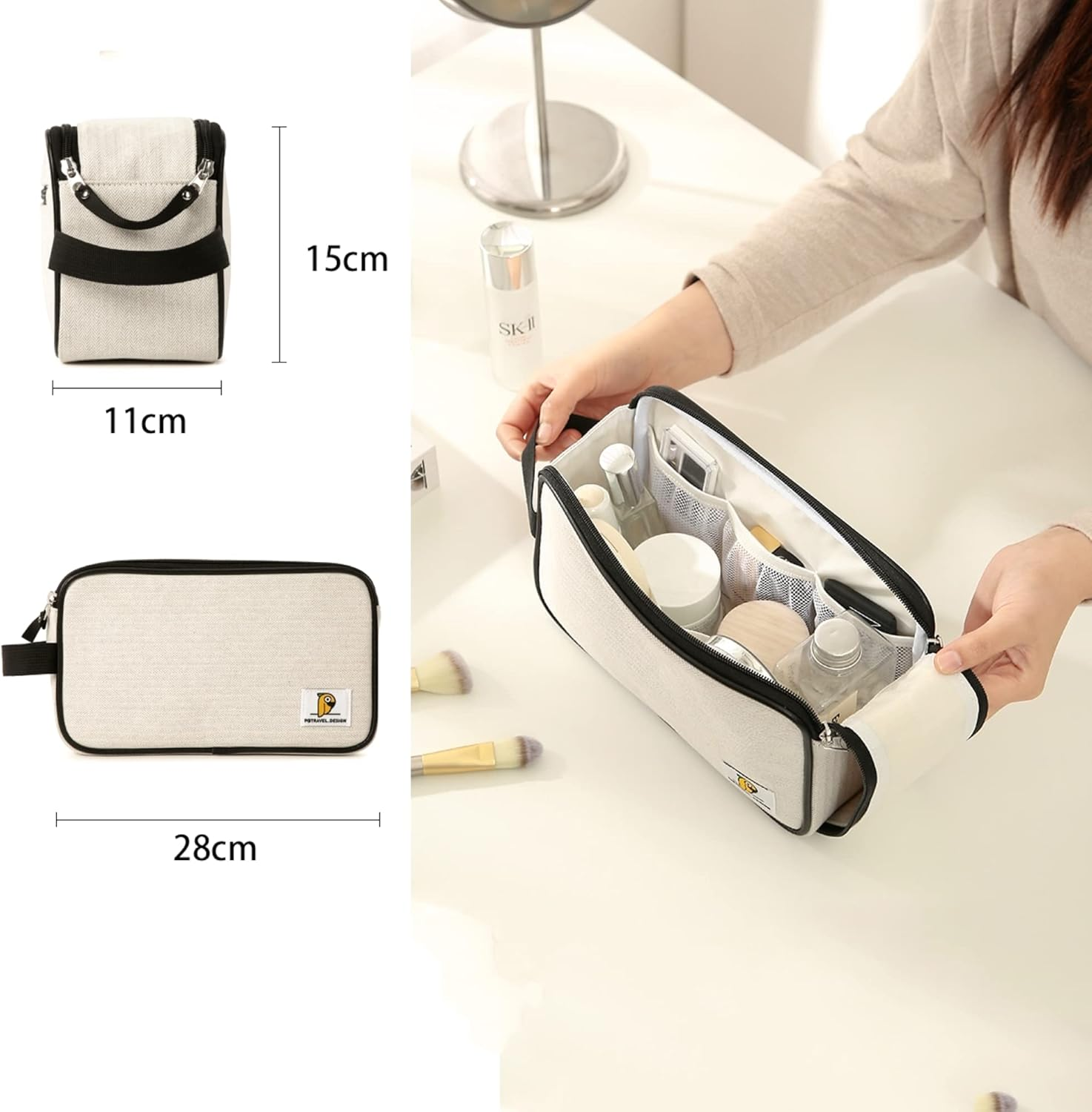 Shave Bag for Toiletries Cosmetics Makeup Beauty Bag Organiser for Travelling Shaving Gear Brushes Skincare from Paton Travel Australia image number 4