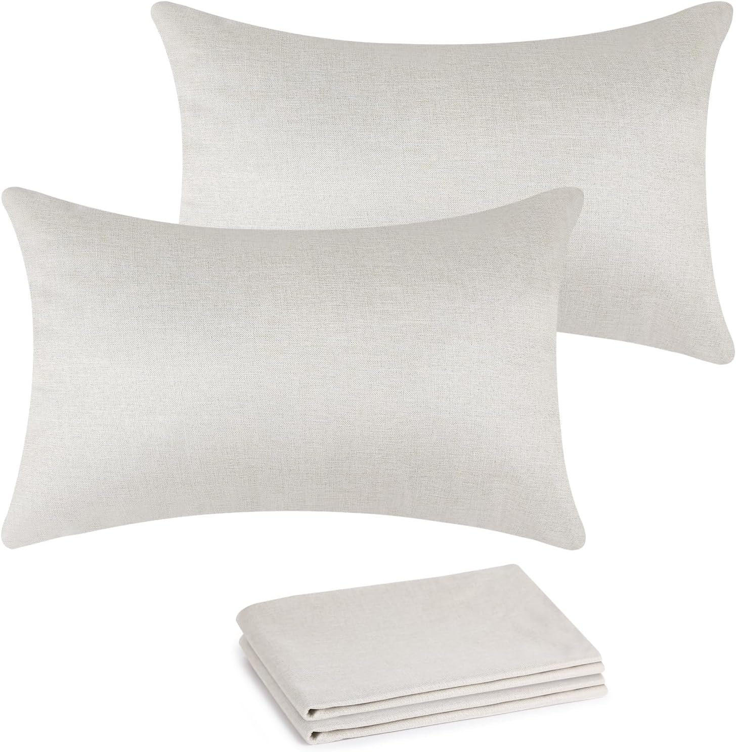 Throw Pillow Covers Bulk Linen Blank Couch Cushion Pillow Case for Vinyl Sublimation HTV Ironing Craft Embroider Decoration 18 X 18 Inch Beige Set of 8