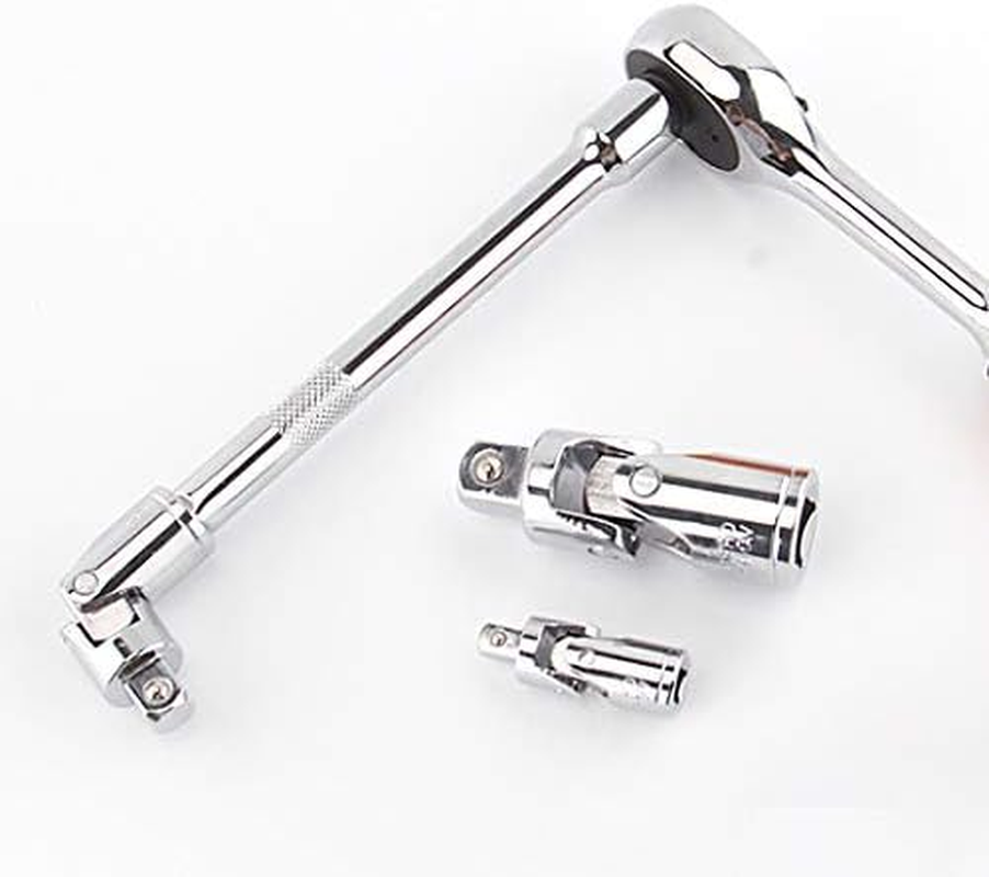 3PCS Universal Joint Socket Set, Chrome Vanadium Steel Swivel Socket Adapter Set, 1/4IN, 3/8IN, 1/2IN Drive Universal Joint Set