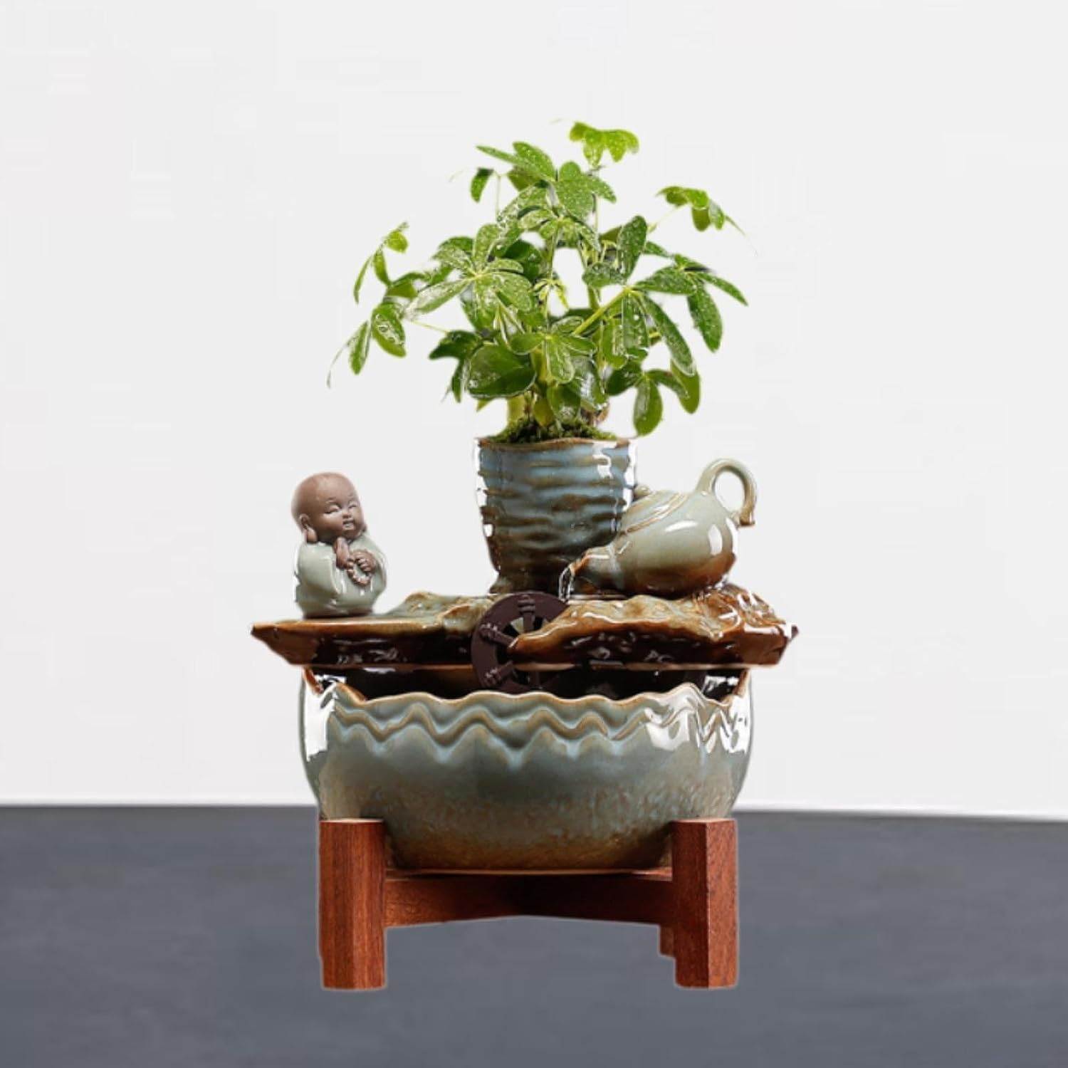 Fonowx Tabletop Fountain Water Pump Indoor Waterfall for Farmhouse Deck Bedroom image number 5