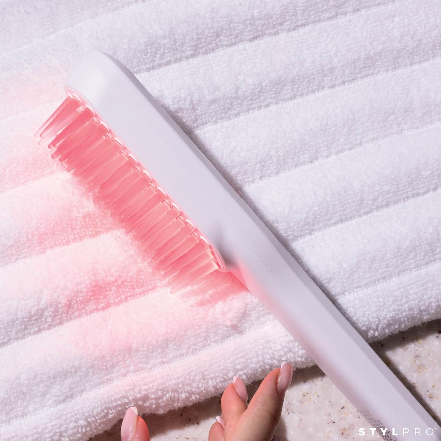 STYLPRO Red Light Hair Brush Comb, Encourages Hair Growth, Stimulates Hair Follicle, Aids in Hair Repair, 49X 655Nm Leds, Ergonomic Flexible Bristles, Rechargeable, Sonic Scalp Massage image number 4