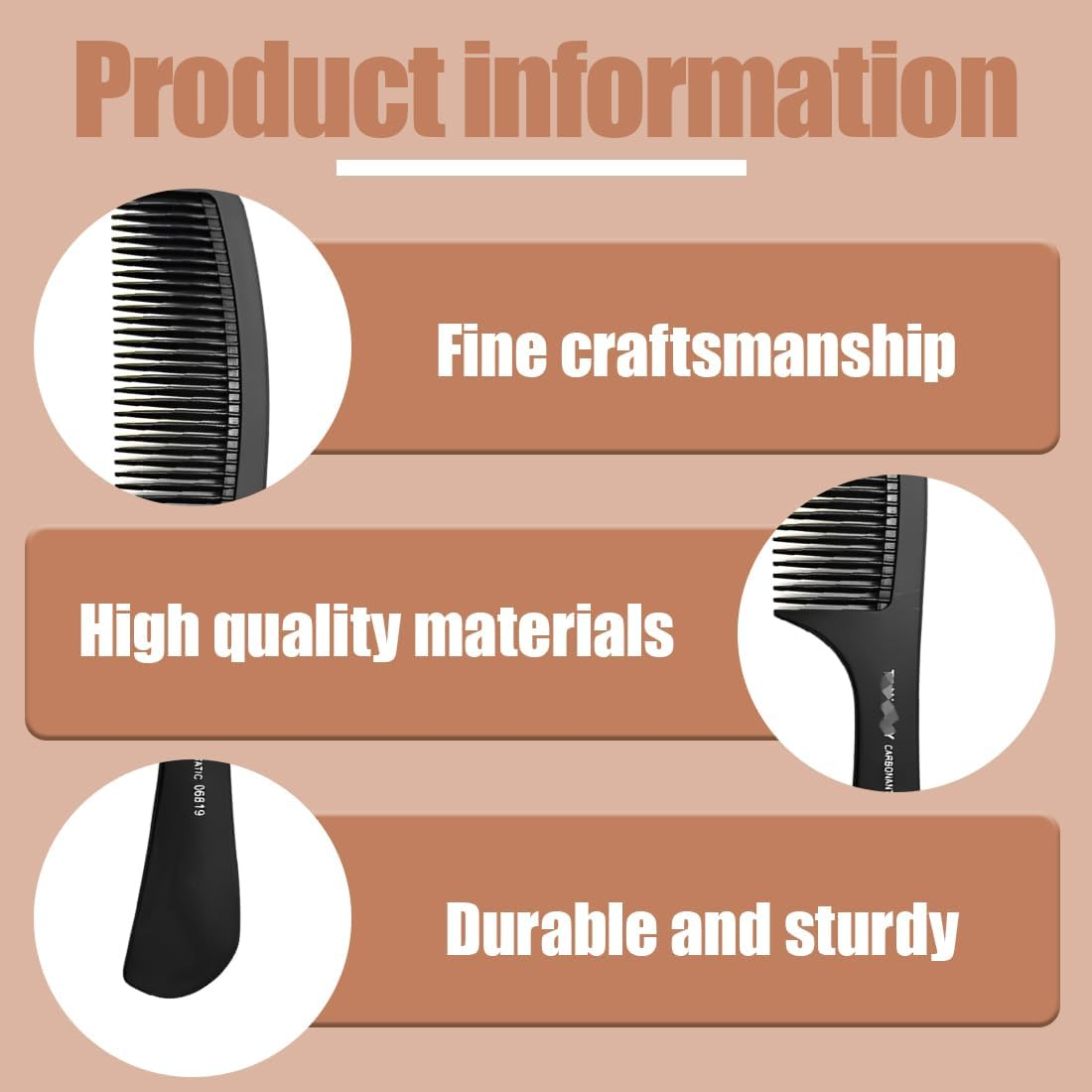 NHQZ Men'S Premium Styling Comb, Shatterproof Hair Comb, Coarse Carbon Comb, for Hair and Beard, for the Perfect Finish image number 3