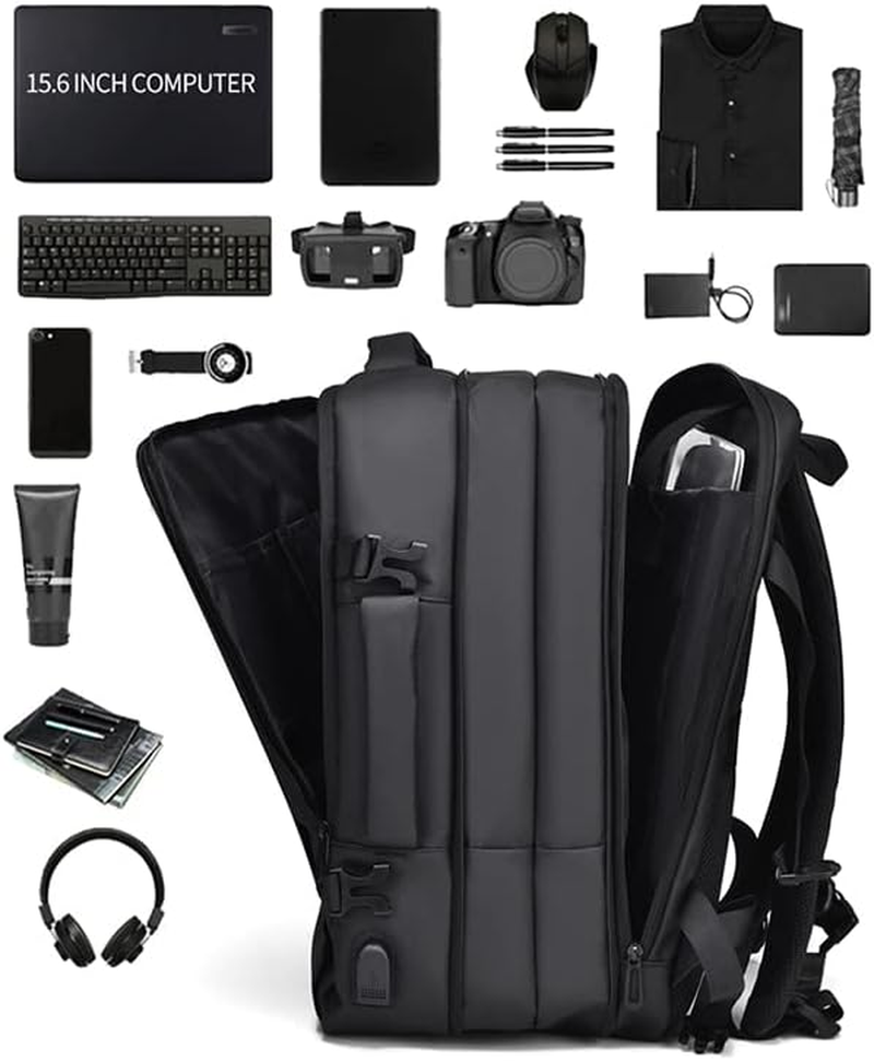 Travel Laptop Backpack 16 Inch with USB Charging Port - Waterproof Travel Backpack for Men & Women, Insulated Lunch Bag with Large Capacity, Tsa-Friendly Airline Approved Computer Backpack - Brown image number 3