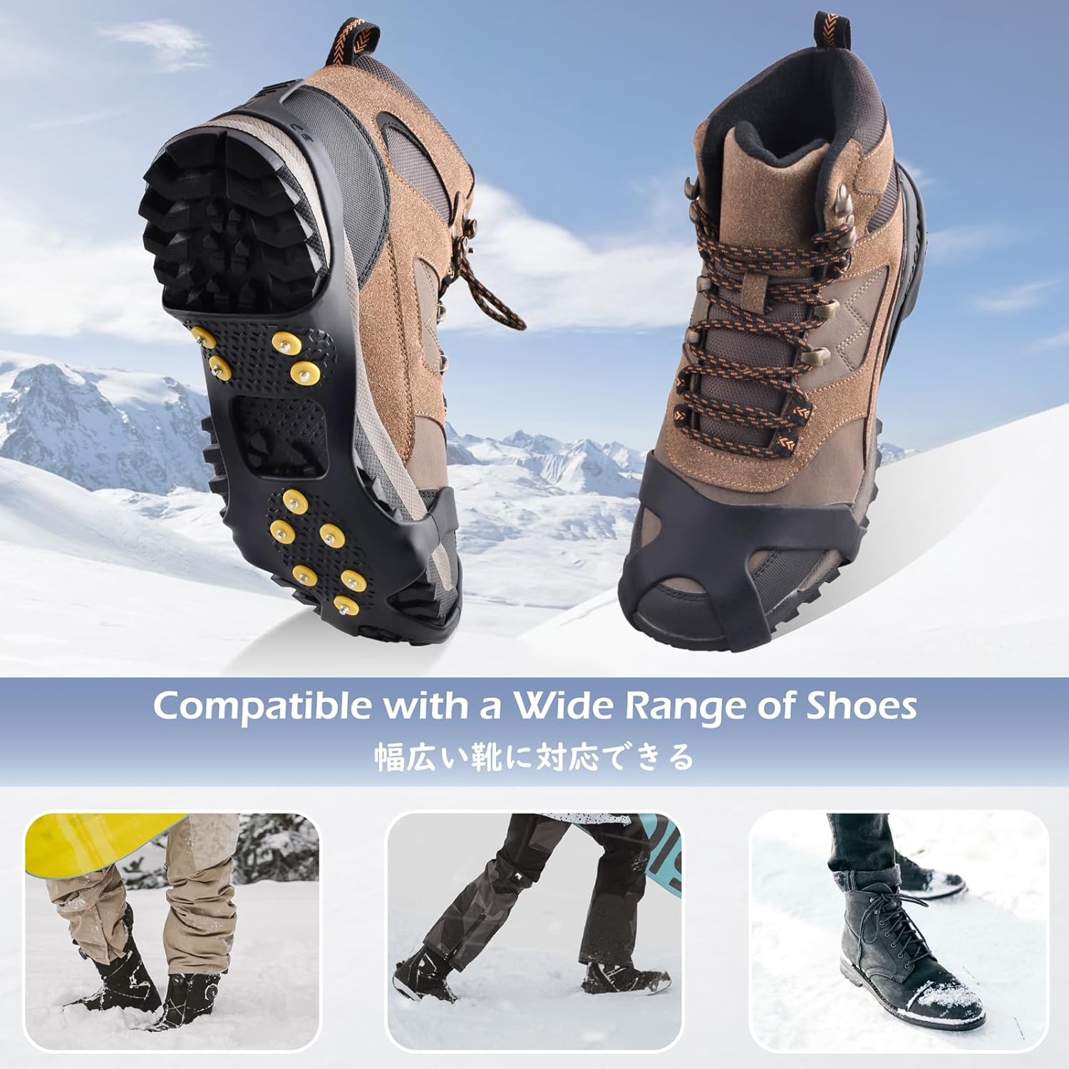 TRIWONDER Ice Snow Grips over Shoe/Boot Traction Cleat Rubber Spikes Slip-On Stretch Footwear Traction Anti-Slip Spikes Crampons image number 3
