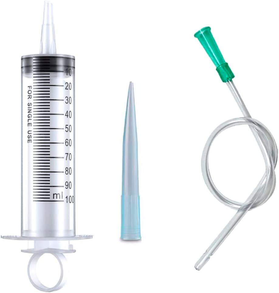 100Ml Syringe and 13" Plastic Tube, Science Lab Liquid Dispensing, Pet Feeding, Craft Gum, Oil, Lubricant, Sealant, Ink Filling (2Xpcs+2Pcs+4Pcs) image number 1