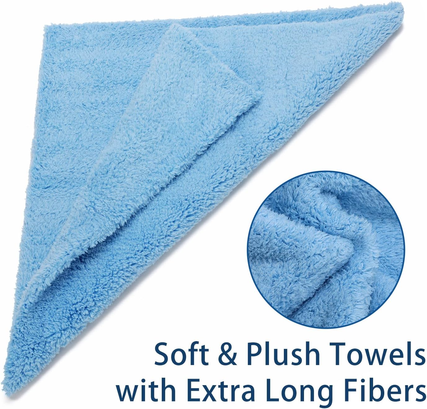 Carcarez Microfiber Car Wash Drying Towels Professional Grade Premium Microfiber Towels for Car Wash Drying Blue 450GSM 16 In.X 16 In. Pack of 6 - Grey image number 6