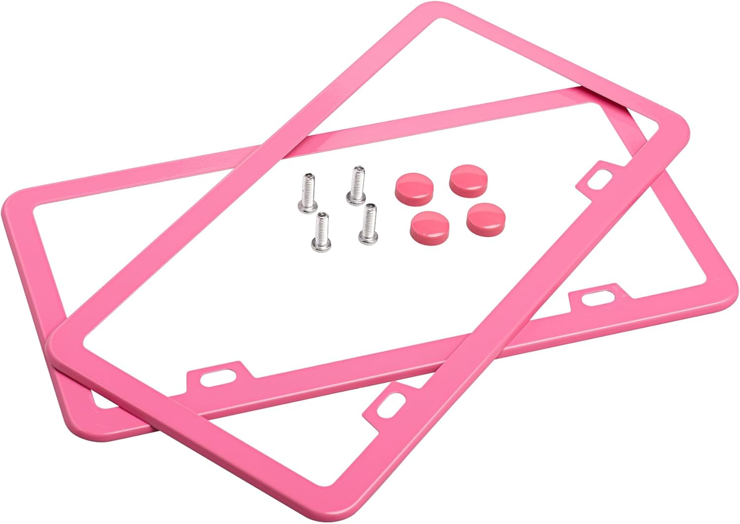 Plate Jade 2 Pack Premium Matte License Plate Frame, Solid Rust-Proof Aluminum Holder with 2 Holes, Universal Car Frame for Women and Man, Including Screws (Matte Pink)