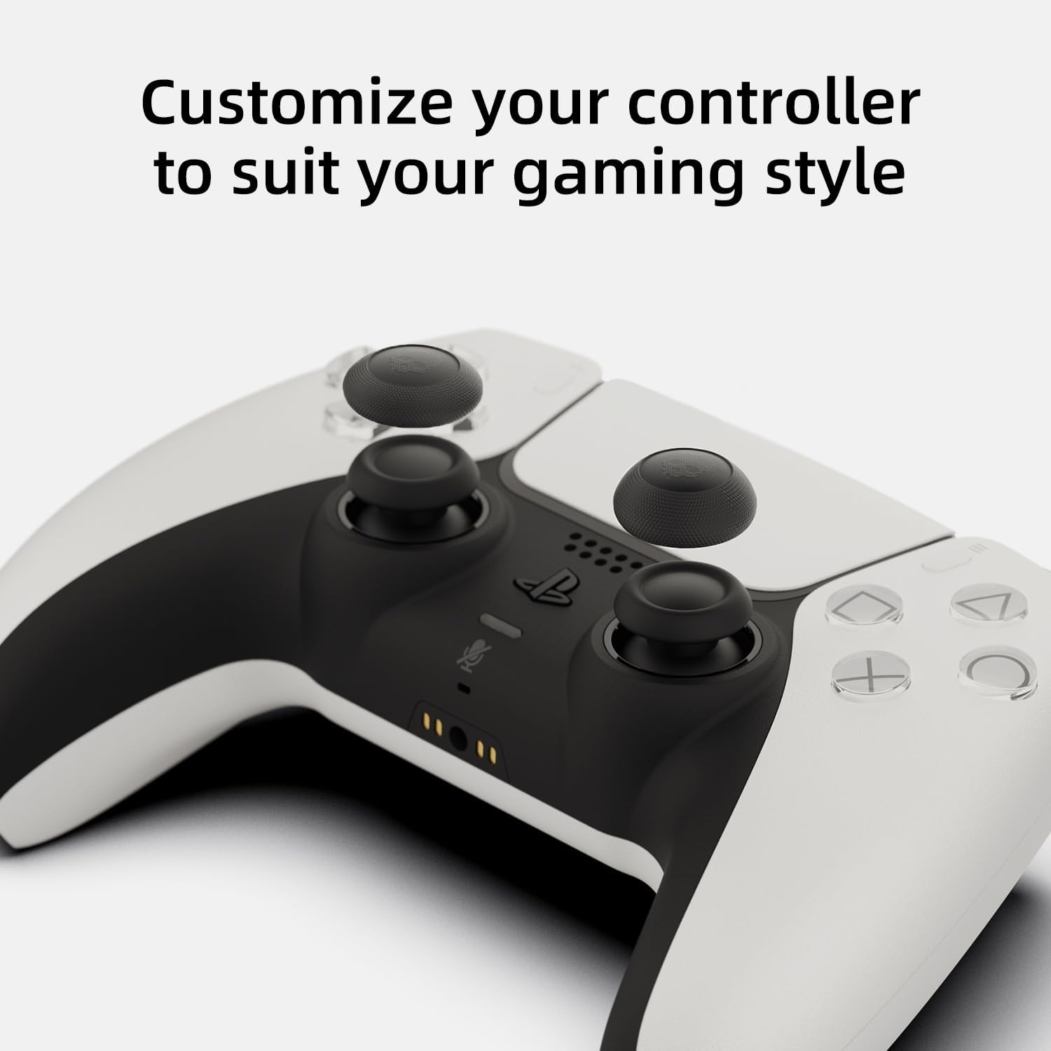 Skull & Co. Convex Thumb Grips Set: Skin, CQC Joystick Cap Analog Stick Cap for Nintendo Switch Pro Controller & PS5 / PS4 / Slim/Pro Controller- Black, 2 Pairs (4Pcs) image number 2