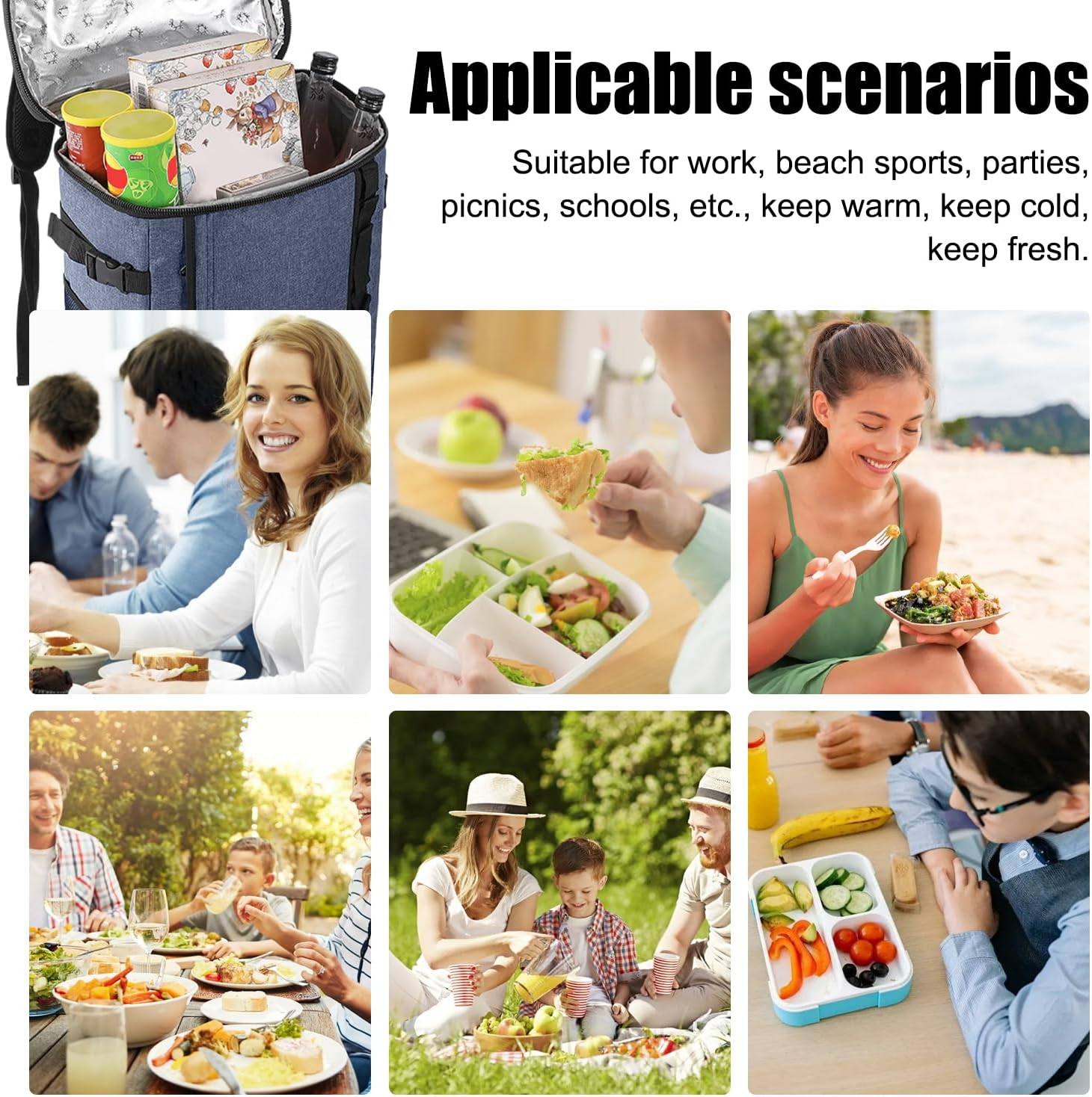 GIOD Picnic Backpack, Comfortable Insulated Cooler Backpack, Keep Cool, Waterproof and Leakproof 20 L Capacity Cooler Bag, Outdoor Travel Backpack, Thickened Insulation Backpack (Navy) image number 5