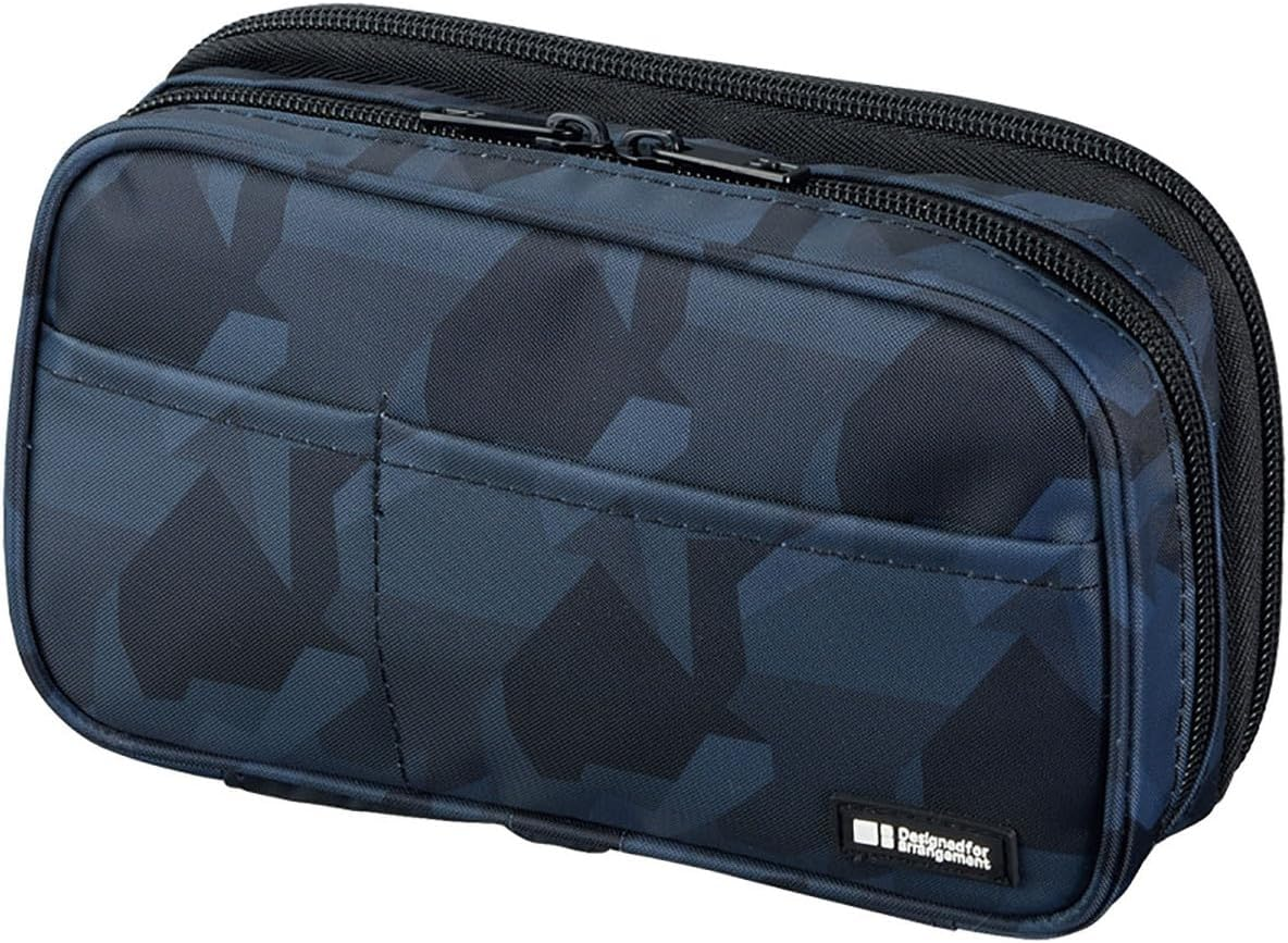 Lihit Lab Large Capacity Double Zipper Pencil Case for School Office College, Big Capacity 6 Compartments Pencil Bag Holder Adults Teen Boys Girls, Travel Cosmetics Storage, Black Camo (A7555-134)