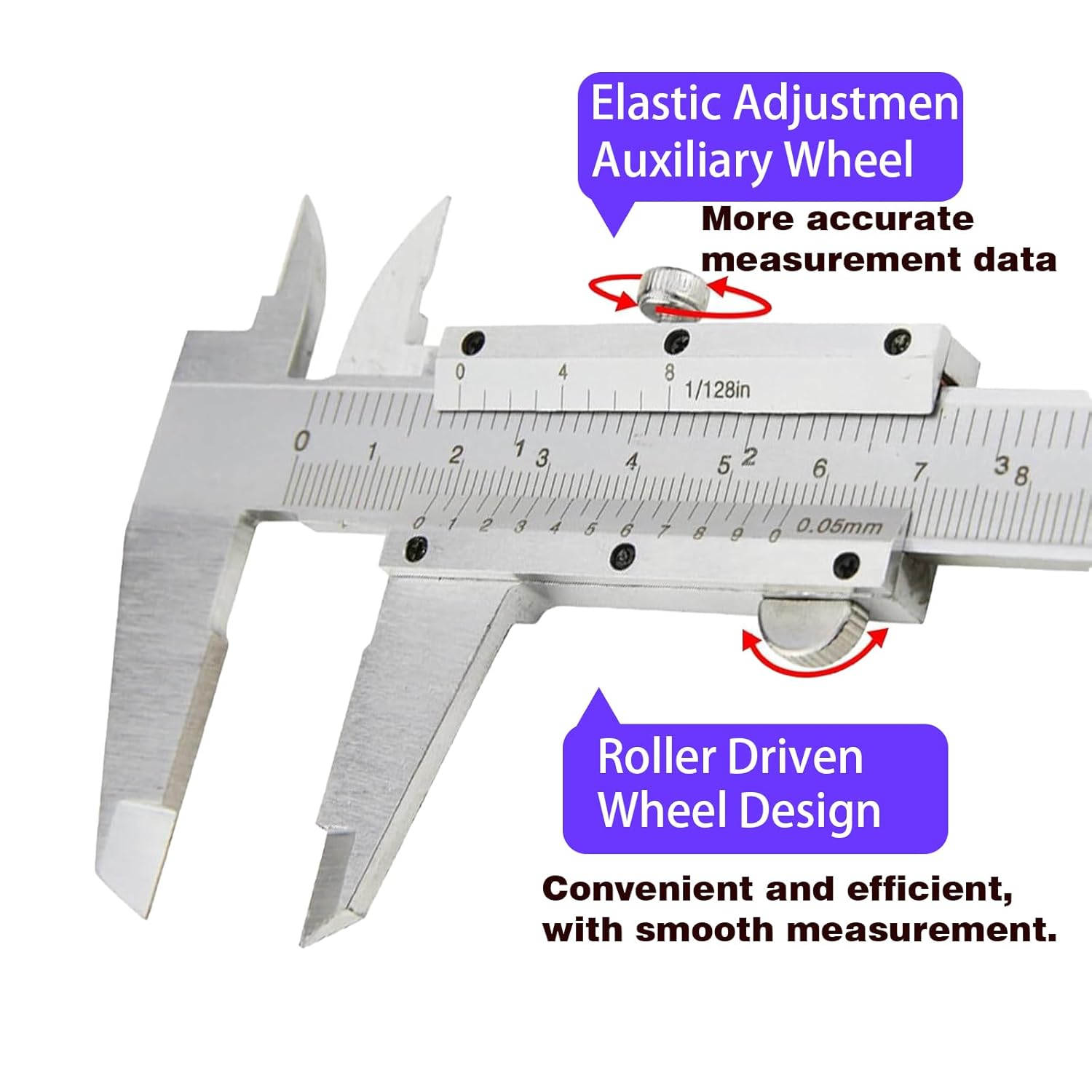 Wentworth 6" (150Mm) Stainless Steel, High Precision Micrometer, Dual Scale 1/128" & 0.05Mm, Carbon Caliper Measuring Tool image number 1