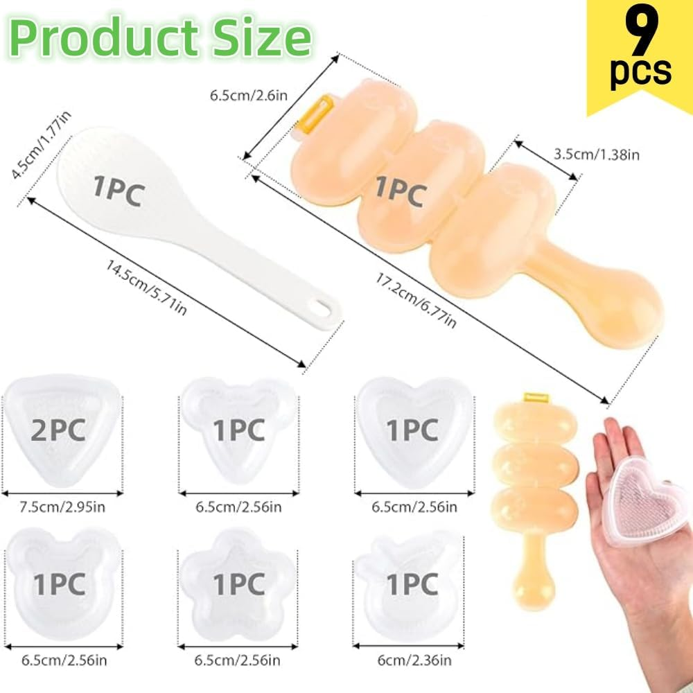FUNNTY 9 PCS Cute Sushi Making Mold,Creative Cartoon Cute DIY Sushi Making Tool Set,Food Grade PP Material,Safe and Easy for Making Various Shapes of Onigiri/Sushi,Children'S Side Dishes, Bento. image number 4
