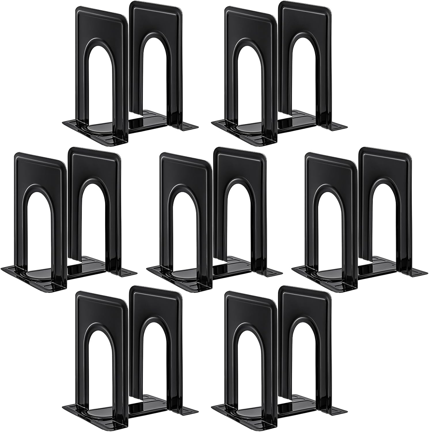 Happyhapi Book Ends Metal Bookends for Shelves,14 Pcs Book End to Hold Books Heavy Duty,Black Non-Skid Bookend,Book Holder Stopper for Shelf Office Home,6.5 X 5.7 X 4.9(7 Pairs, Large) image number 5