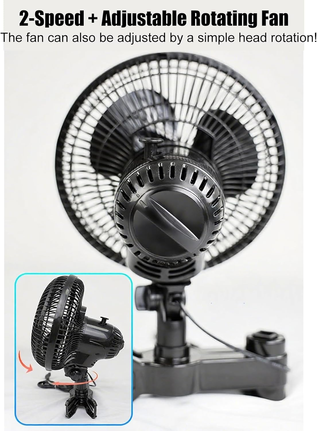 Grow Tent Fan - Powerful Oscillating Ventilator | Quiet 2 Speed Adjustable Fan for Workshop RV Camping Greenhouse Bedroom Tent Gym Kitchen image number 5