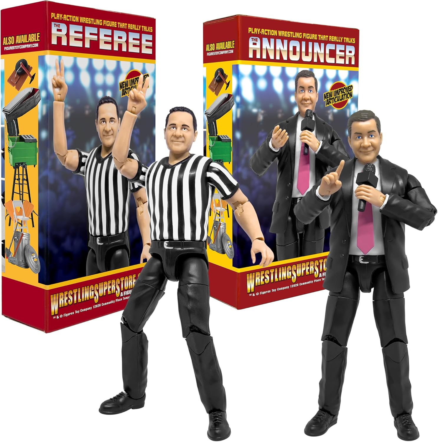 Special Deal: Talking Referee & Ring Announcer Wrestling Figures image number 3