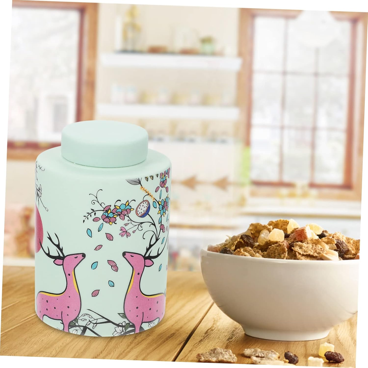 Alipis Ceramic Tea Canister Airtight Storage Jar Small Kitchen Tea Container for Home Use for Storing Leaves and Spices image number 2