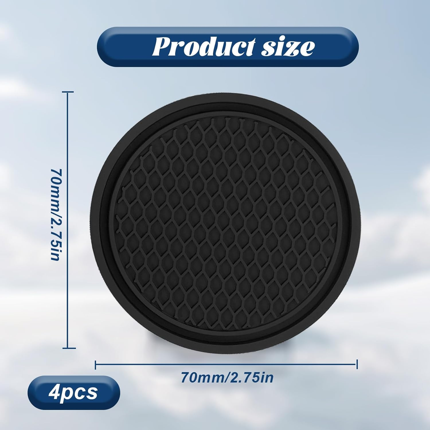 4 Pcs Car Accessories,Car Accessories Interior,Universal Anti-Slip Coasters,Automotive Accessories for All Cars (Black) image number 1