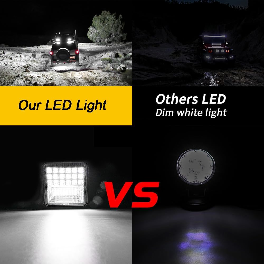 LED Boat Work Light Bar 4 Inch 6500K White 12V 8000LM Spot Flood Beam Marine Lights IP67 Waterproof for Truck SUV ATV UTV Motorcycle Tractor, Pack of 2 image number 3