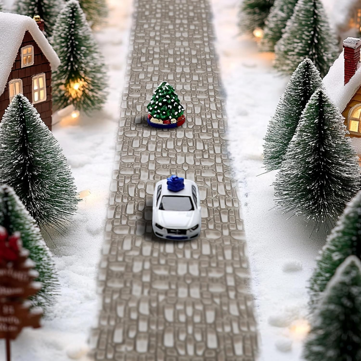 Iceyyyy 4 Pcs Cobblestone Road - 39 X 3.5 Inch Cuttable Christmas Landscape Road - Miniature Village Accessories for DIY Home Garden Decorations image number 4