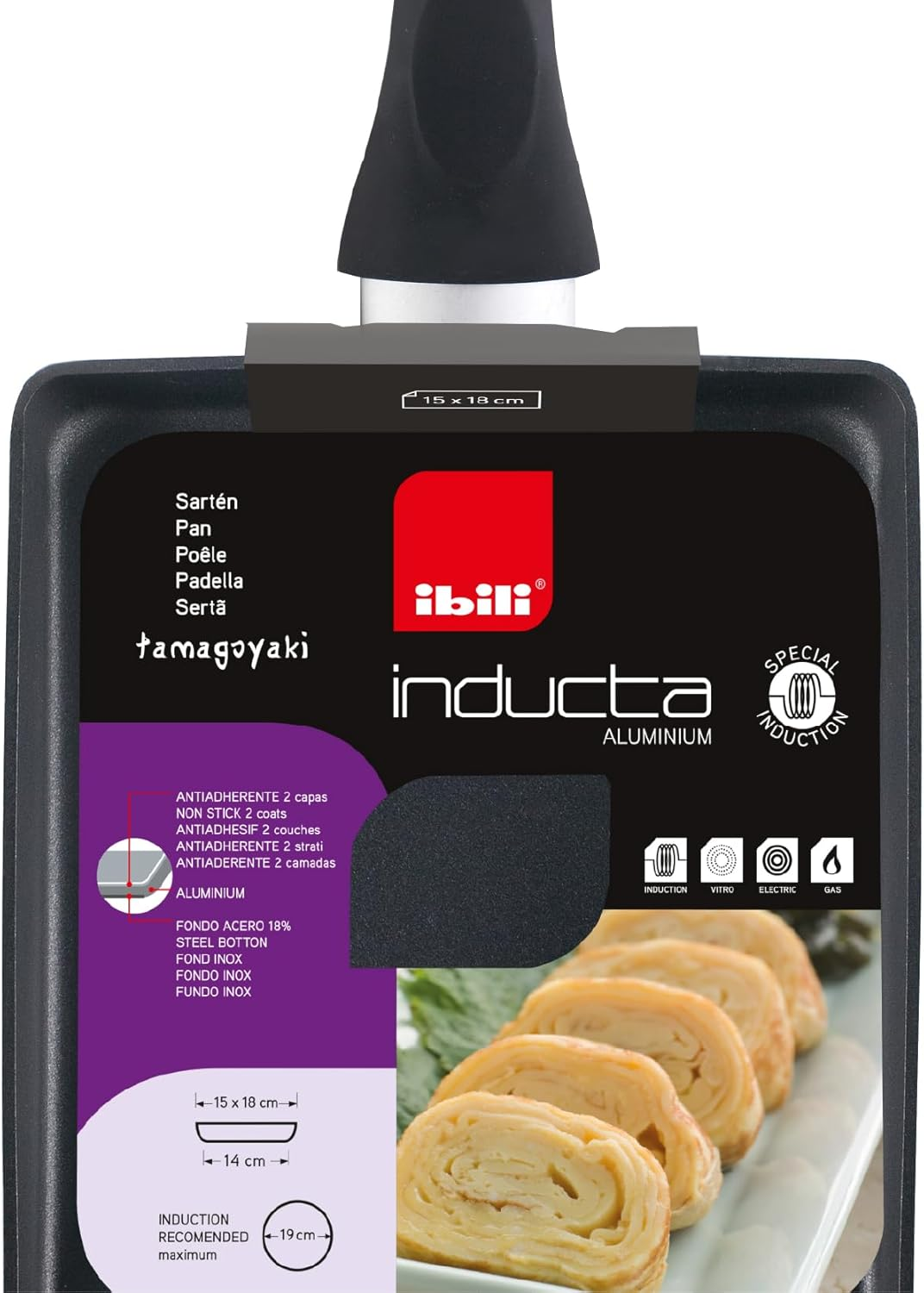 Ibili Square Japanese Omelette Pan/Egg Pan Skillet, Tamagoyaki Pan, Pfoa-Free, Dishwasher Safe, Double Non-Stick Coating, Bakelite Handle, 5.9" X 7" X 2.3" - Made in Spain image number 6