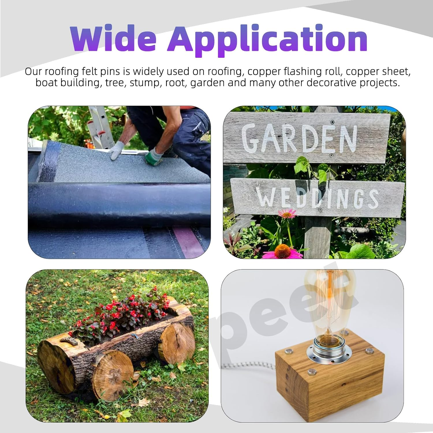 Swpeet 400Pcs 3 Sizes 3/4'' 1'' 1-1/4'' Roofing Felt Lacquered Nails Assortment Kit, Steel Roofing Felt Lacquered Nails Used to Fasten Roofing Felt, Asphalt Shingles and Insulation Board image number 3