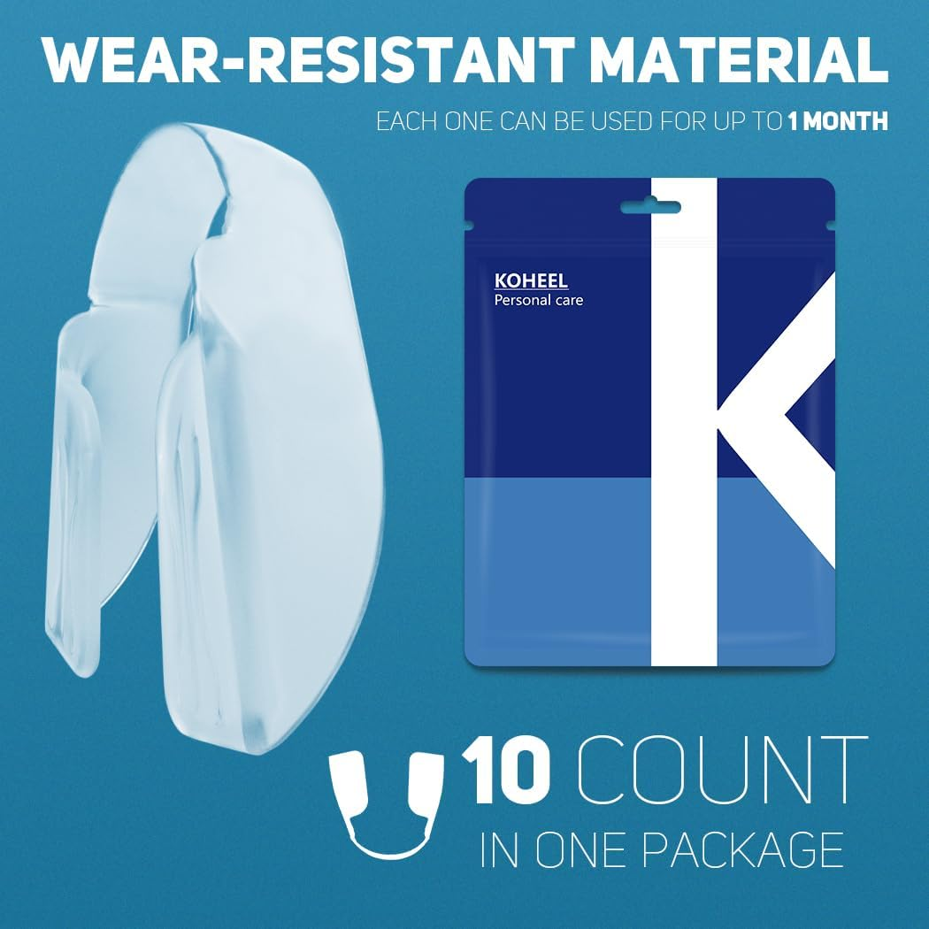 KOHEEL AIR Ultra Thin Mouth Guard for Teeth Grinding and Clenching, Comfort-Fit Night Guard, Stop Bruxism Dental Guard (10 Count)