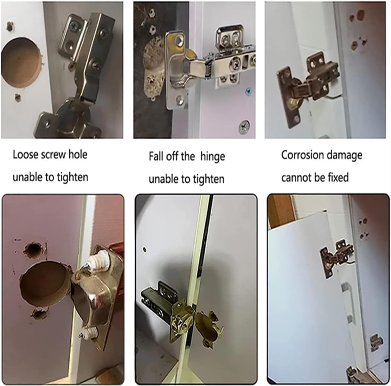 10 PCS Cabinet Hinges Repair Plates, Stainless Steel Kitchen Cabinet Door Hinge T Fixing Screws Kit Cupboard Door with Holes for Furniture Cabinet Drawer Cabinet image number 4