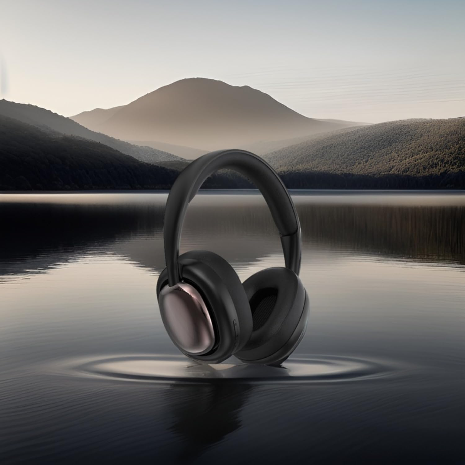 ND NEXT DESTINATION Wireless Bluetooth Headphones 5.3 with Bass and Stereo Sound, Long Battery Life Headphones, Modern Headset with Good Sound, Black - Black image number 4