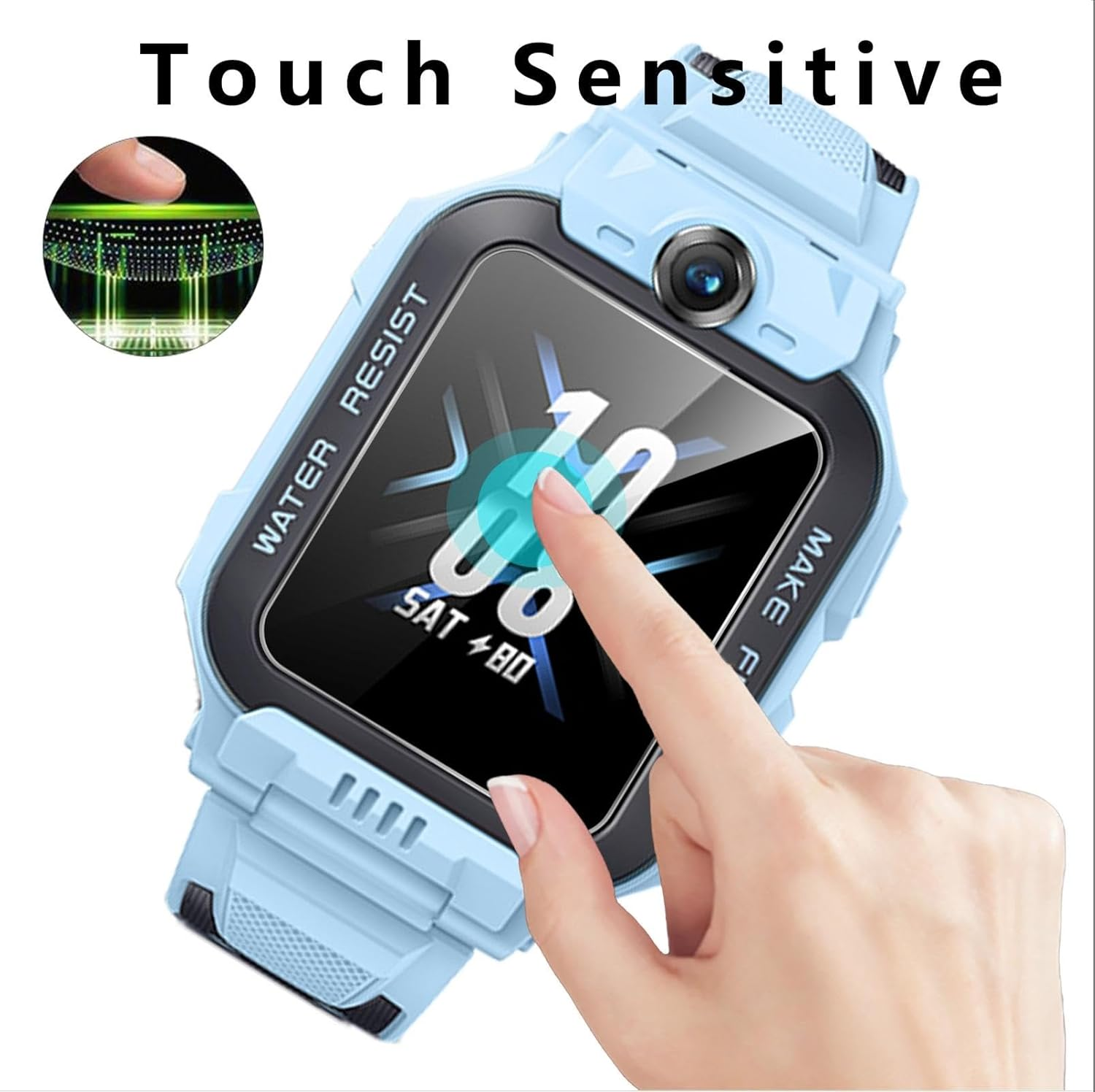 GIOPUEY Screen Protector for Imoo Watch Phone Z7, [Pack of 4] HD Tempered Glass Ultra Thin Film, [Anti-Scratch] [Anti-Reflective] - Transparent image number 6