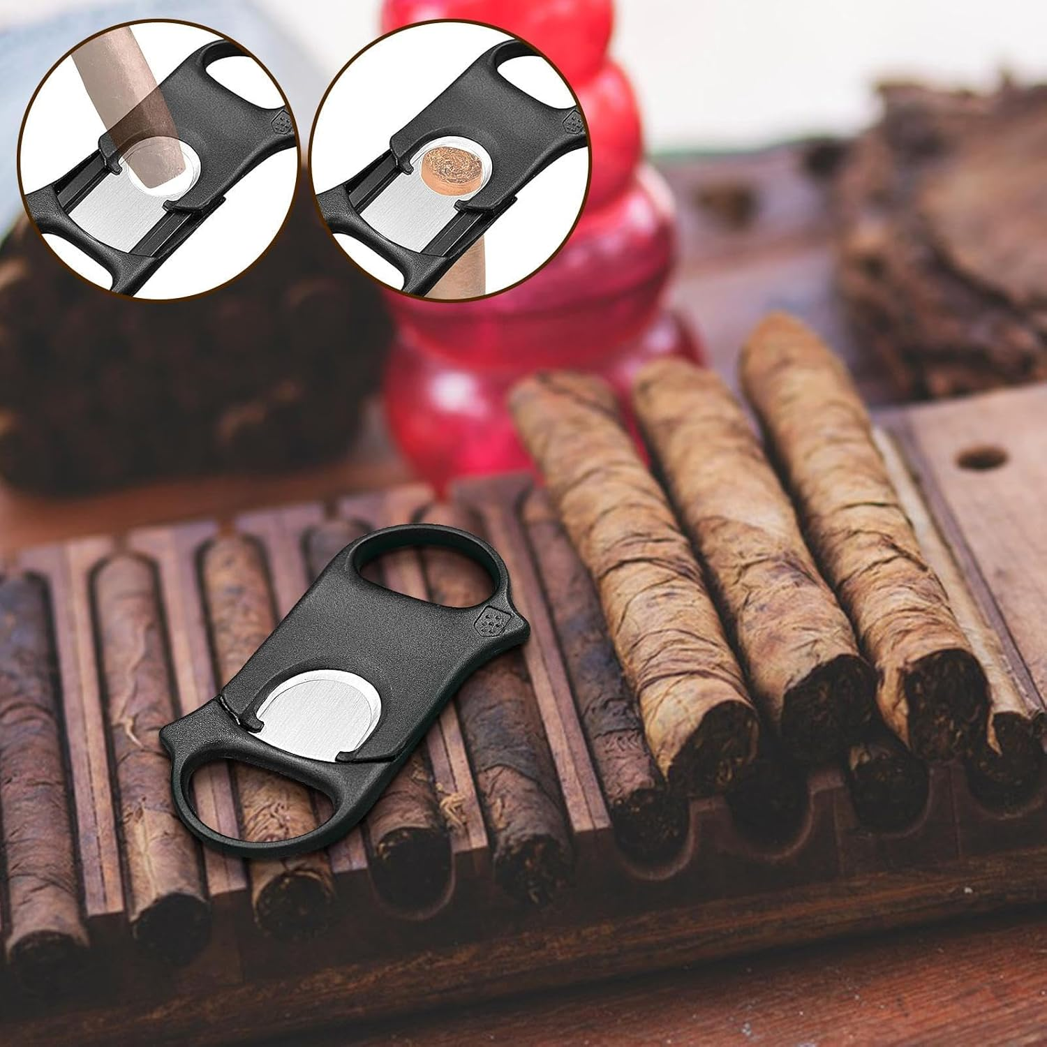 Cigars Cutter Guillotine,Guillotine Scissors Portable Single-Side Broach | Cigars Scissors Thickened Cigars Accessories Smooth Cigars Clippers for Home Workplace Borato image number 5