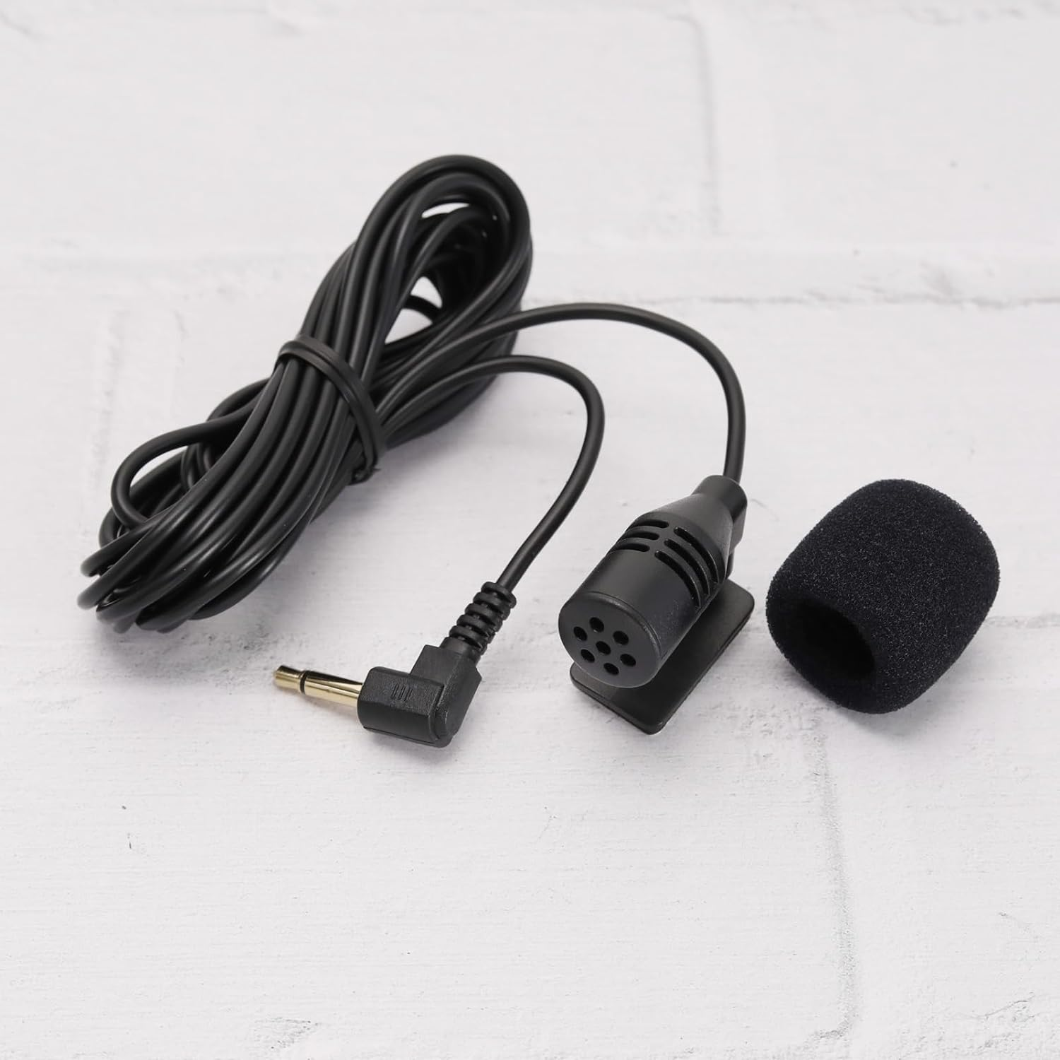 Ecsing 1X Clip Microphone GPS Stereo Radio Wired Car Microphone Buckle Paste Type with Microphone Sponge Black 60Hz-15Khz, 3.5Mm image number 3